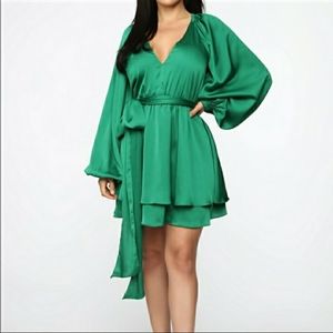 Green Satin Dress